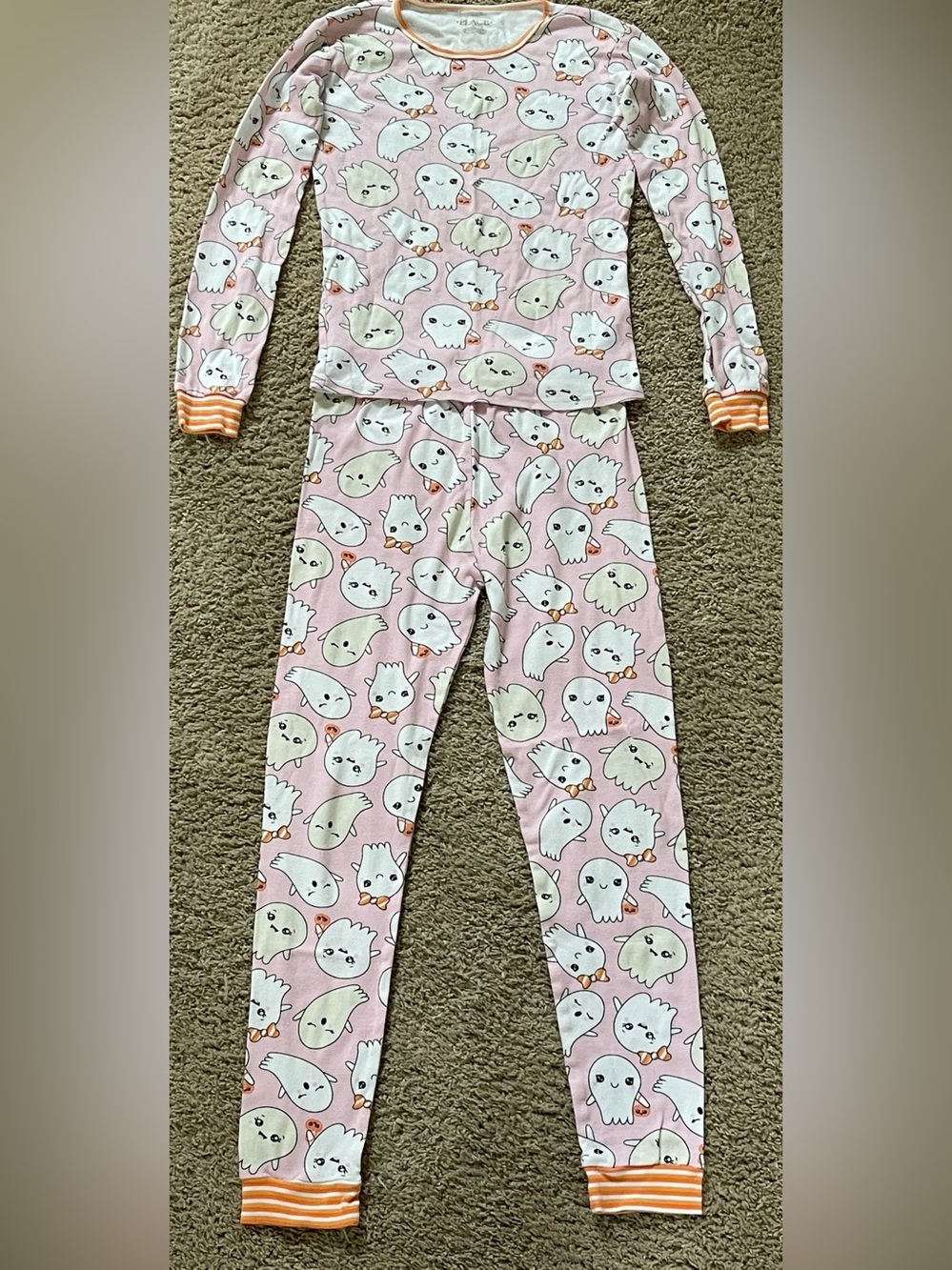 The Children’s Place 2 piece l/s pink w/ white glow in the dark ghosts pj set 14